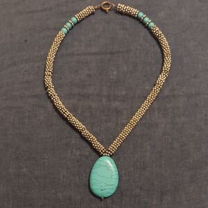 Turquoise and Silver Beaded Necklace